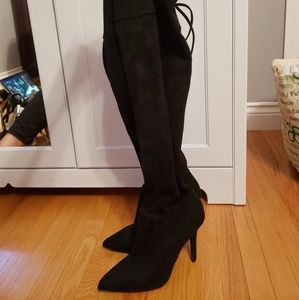 Black thigh high boots